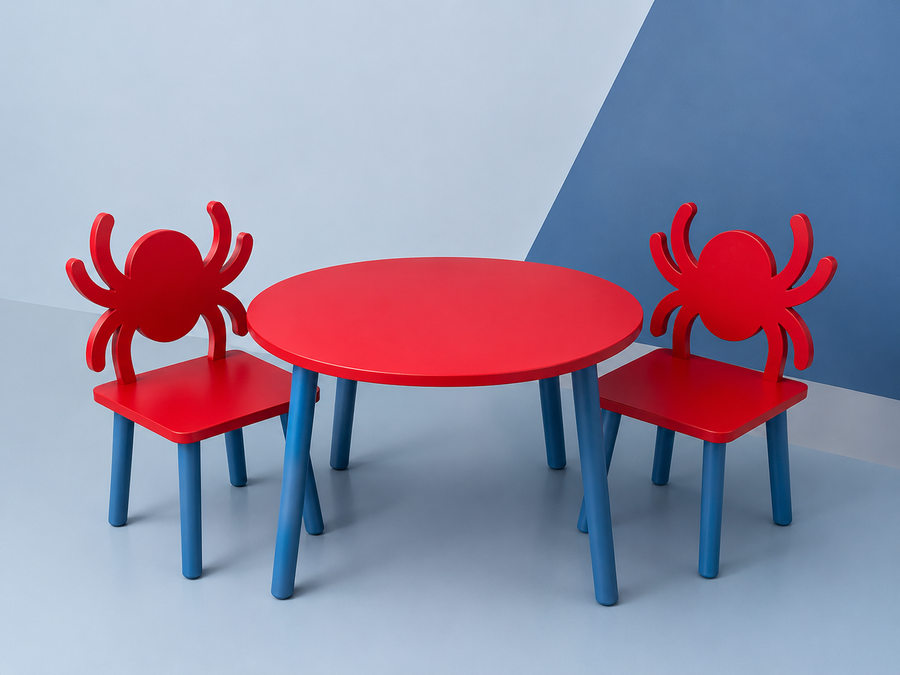 Spider Kids Table & Chairs Set Wooden Toddler Activity Table
