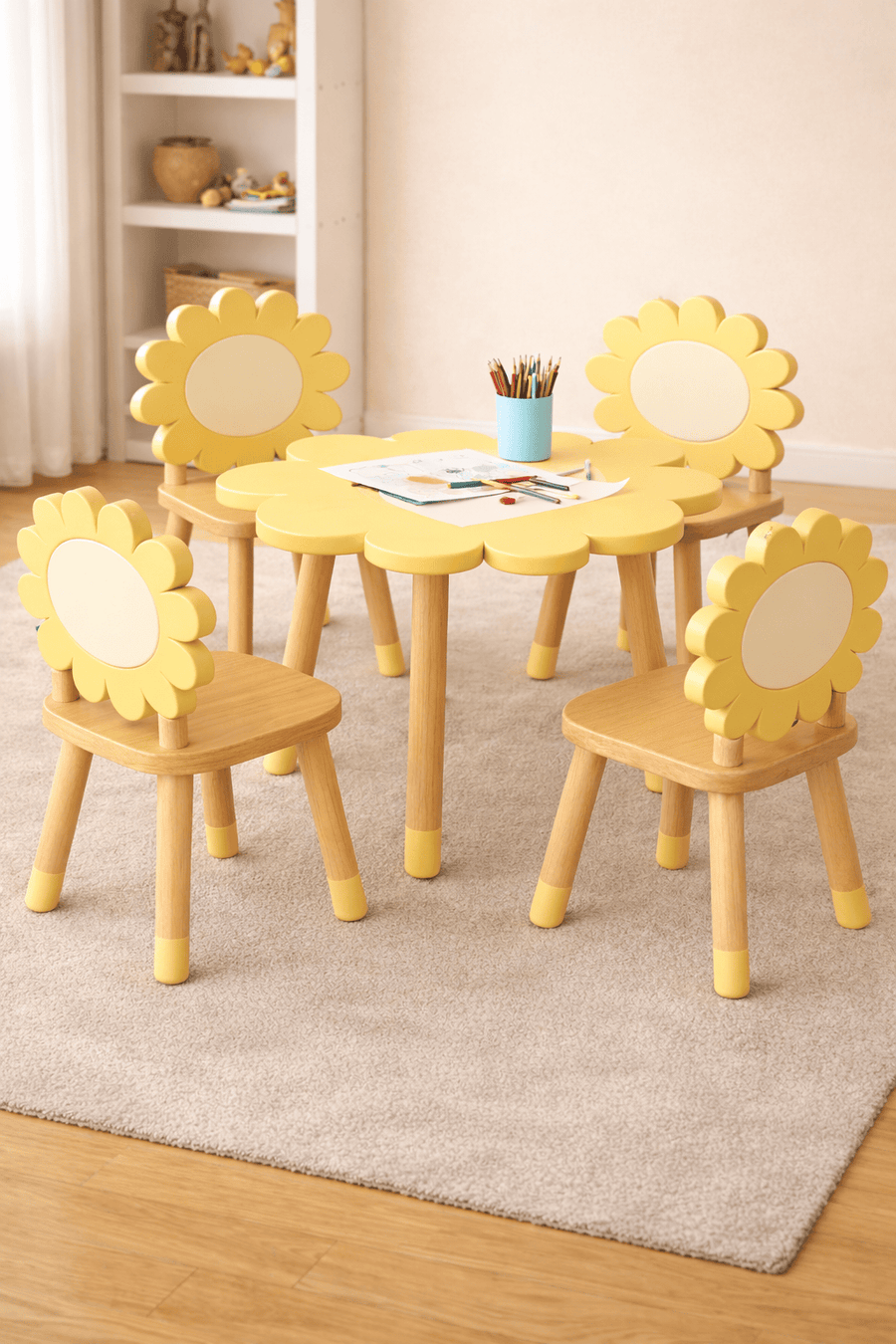 Sunflower Kids Table & 4 Chairs Set
